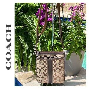 Coach Sutton Signature Swingpack Brown Sling Crossbody LeatherWare “Est. 1941”